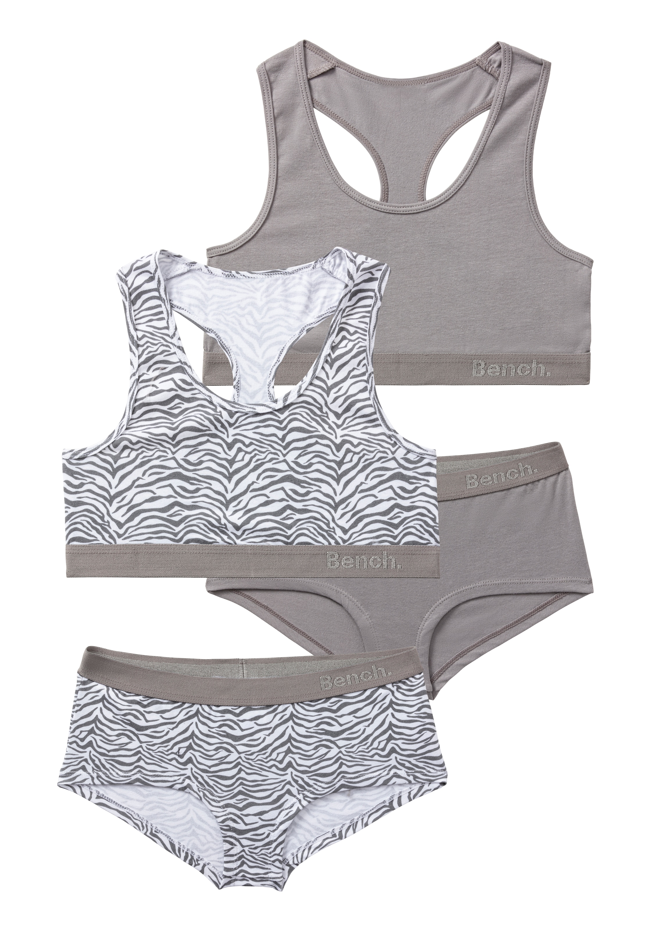 Bench. Set: Bustier, 4 Stk. in tonigem Zebramuster