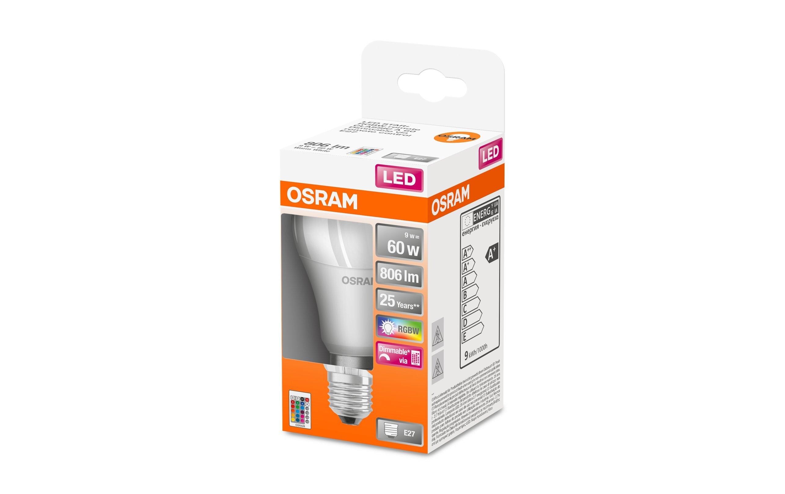 Lampe Star, 9W, E27, RGBW WarmweissLED-RGBW-Lampe mit Fernbedienung