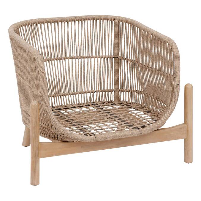 Fauteuil de salon de jardin DEONA Taupe & Acacia