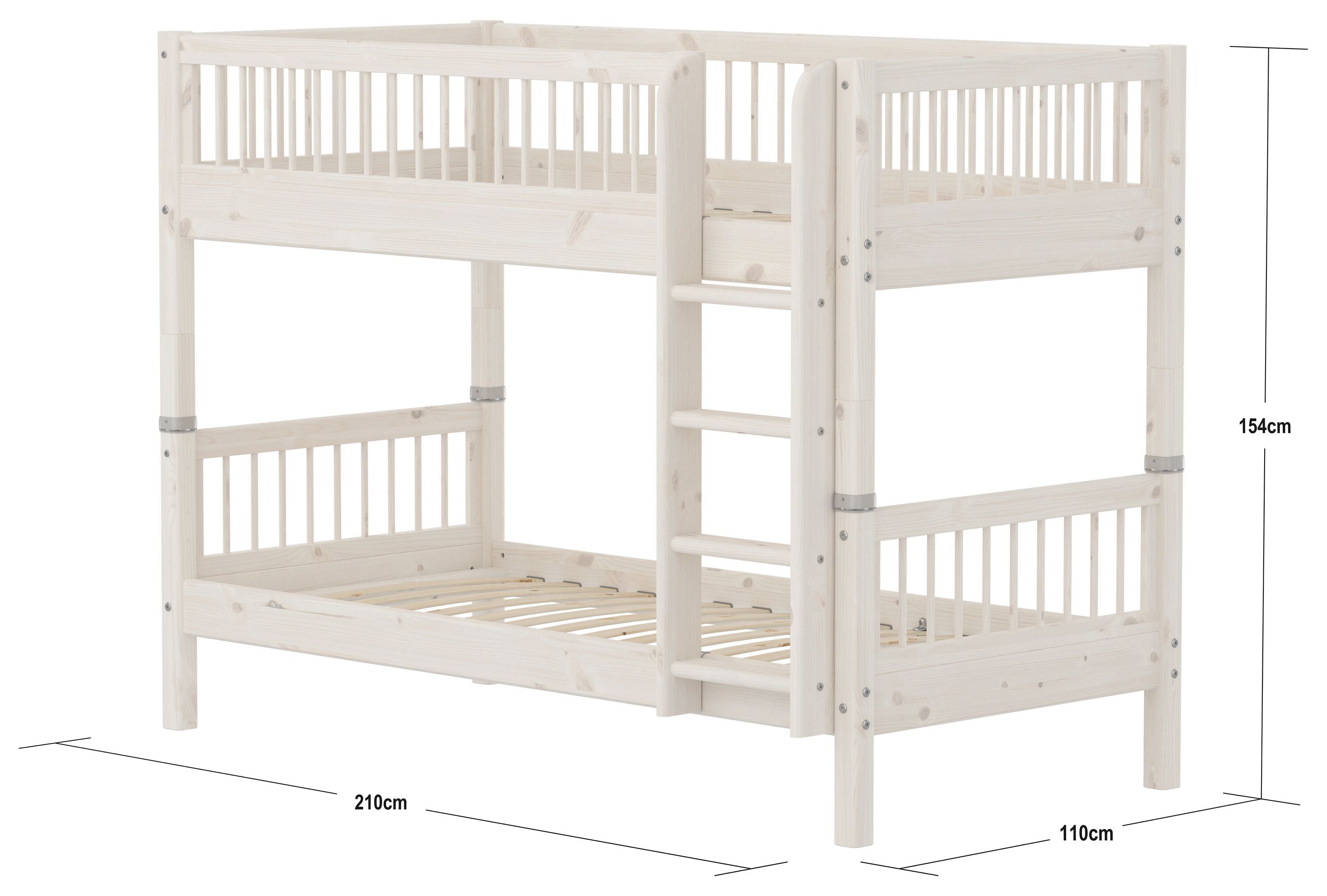 Flexa CLASSIC Leiter gerade Etagenbett - White Wash / B: 110.0 cm x T: 210.0 cm x H: 154.0 cm