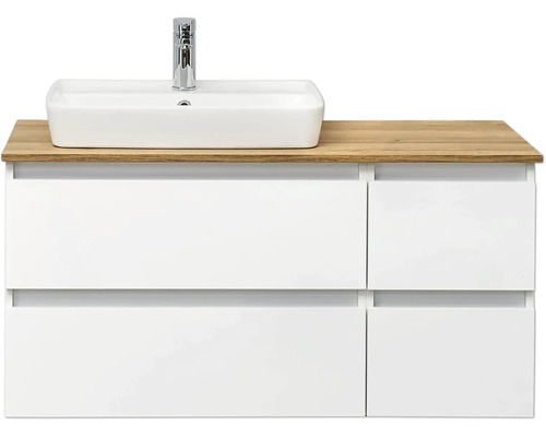 Pelipal Quickset 360 wastafelmeubel, BxHxD 113 x 64,2 x 50 cm, wit front met witte keramische wastafel, 360.110003