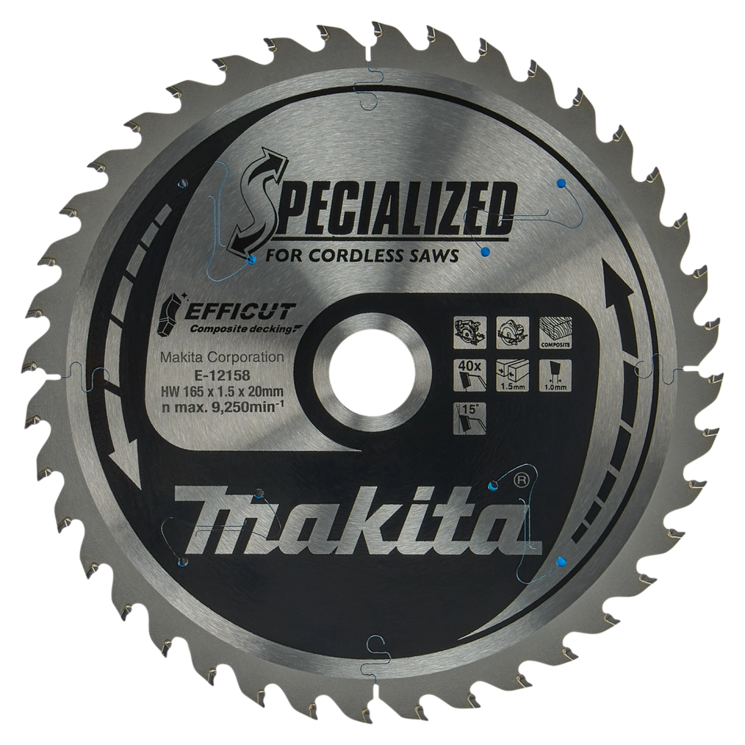Makita E-12158 Efficut Cirkelzaagblad WPC - 165x20x1,5mm 40T