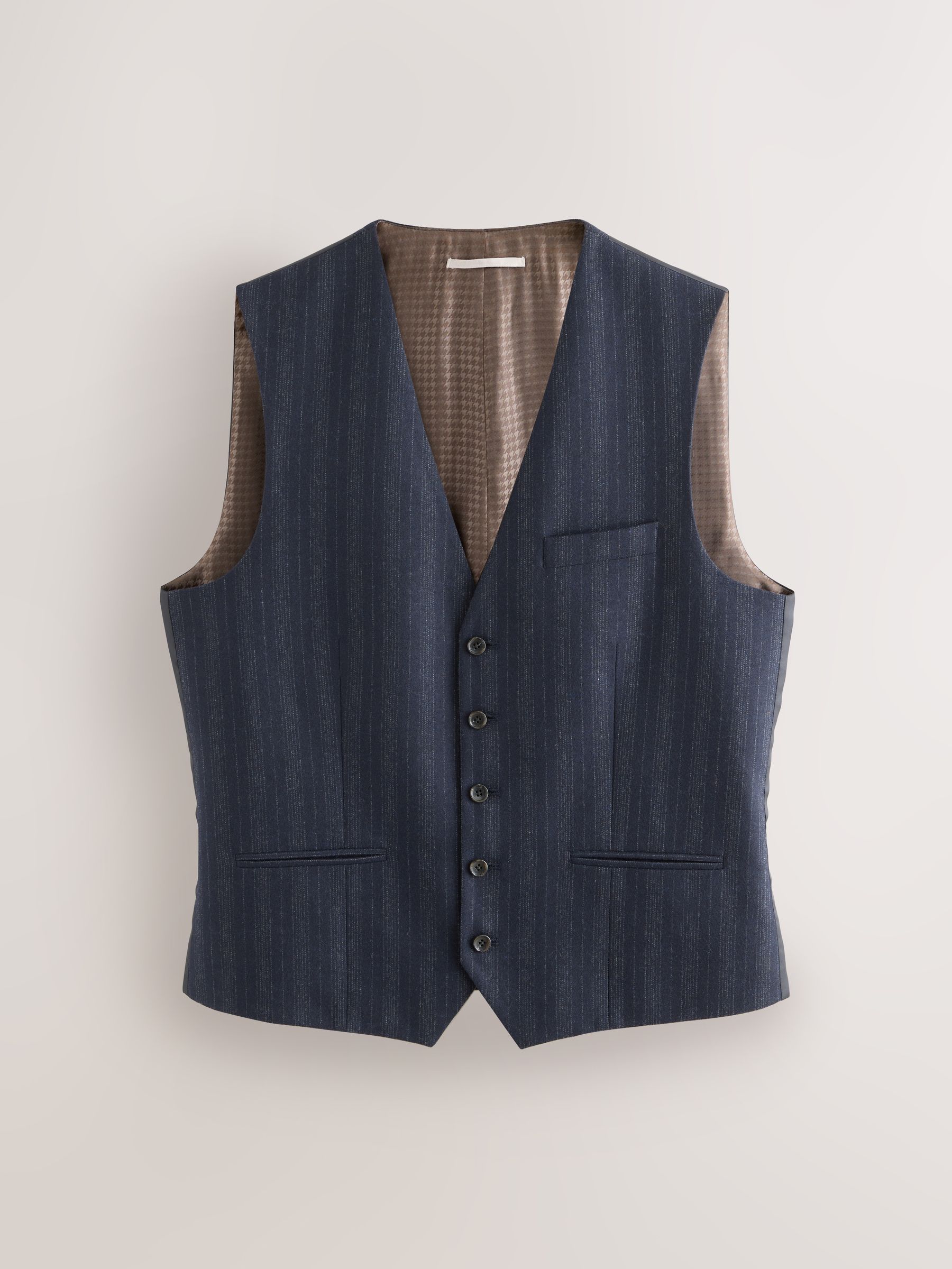 Donkerblauw - Striped Wool Blend Suit Waistcoat