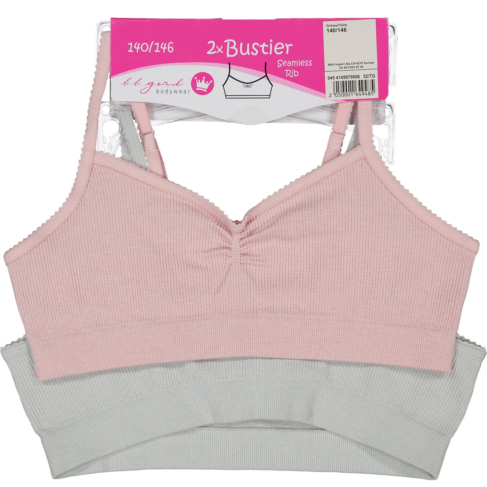Mädchen-Bustier Seamless, 2 Stück