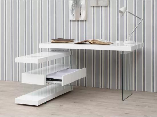 Bureau blanc et verre trempé 3002 ANGEL CERDA