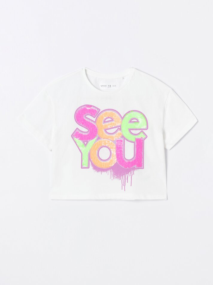 Camiseta de lantejoulas - Off-White