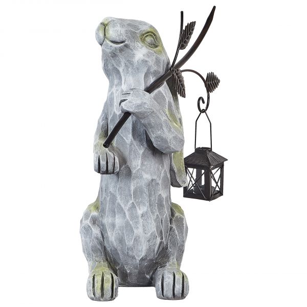 Beliani Figura Decorativa em MgO Cinzento 37 cm Decoração Interior Exterior de Páscoa