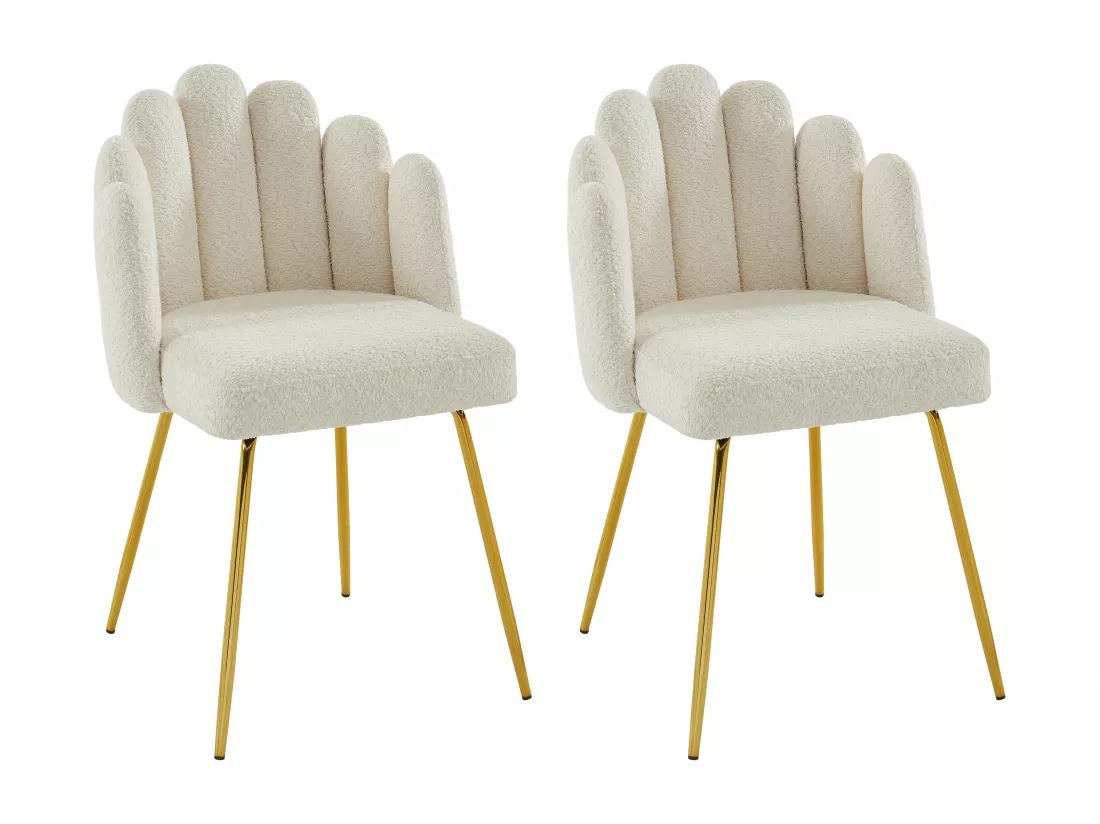 Lot de 2 chaises en tissu bouclette et métal doré - Crème - ALTINAM de Pascal MORABITO