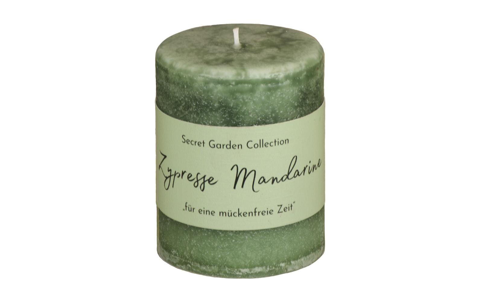 Zylinderkerze Secret Garden Zypresse Mandarin 8 cmDuftkerze gegen Insekten
