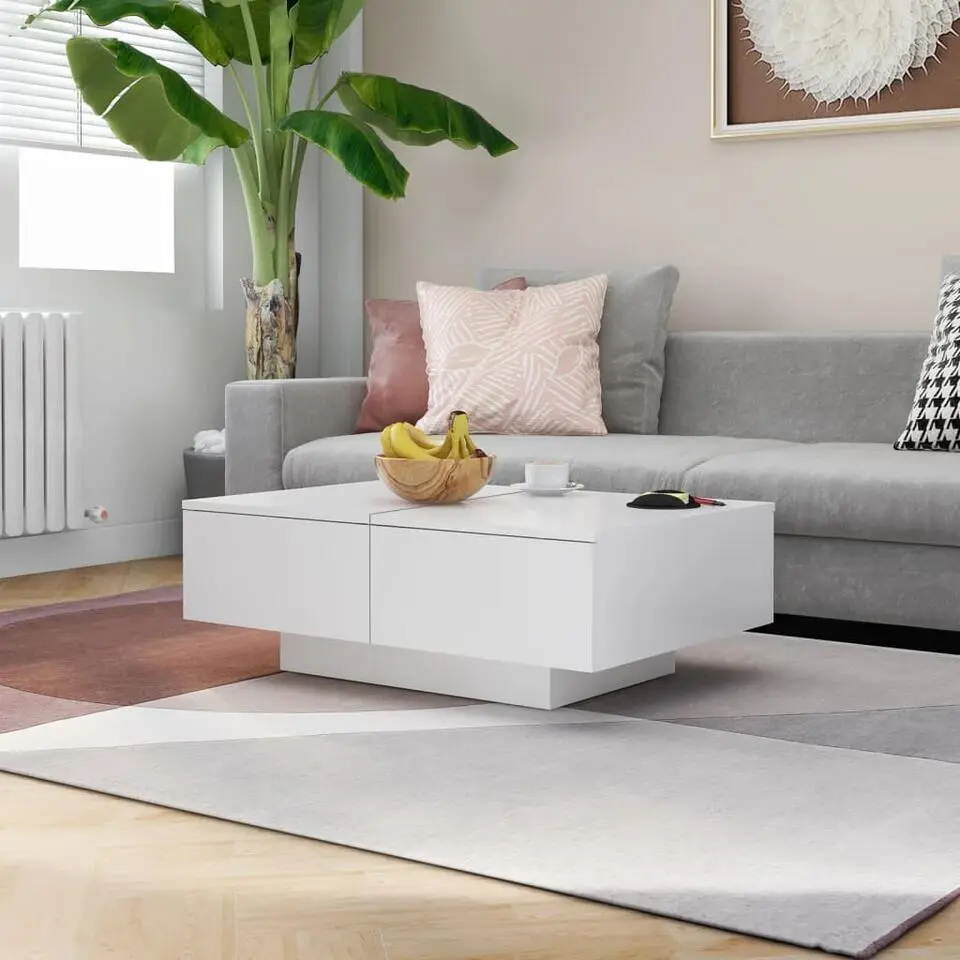 vidaXL - Salontafel - Wit - Bewerkt hout - 90 x 60 x 31 cm