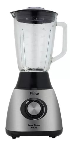 Liquidificador Philco Inox Glass 1.9 L prata e preto com jarra de vidro 220V