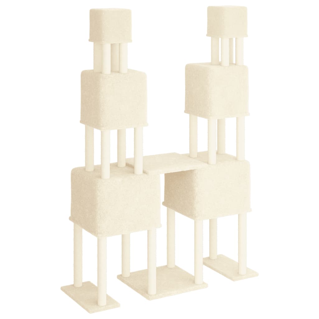 Arranhador para gatos vidaXL com postes de sisal, cor creme, 199 cm
