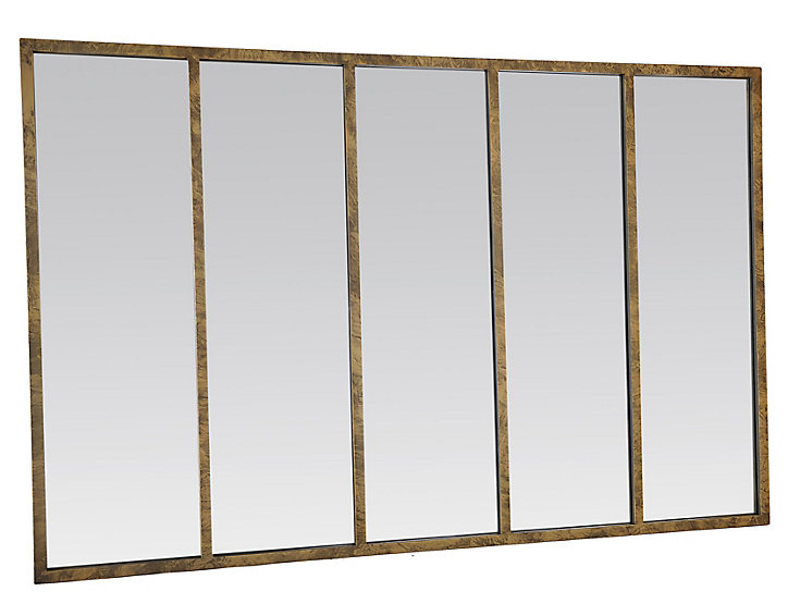 Miroir rectangulaire style industriel effet vieilli doré L.137 x H.90 x ep.5 cm