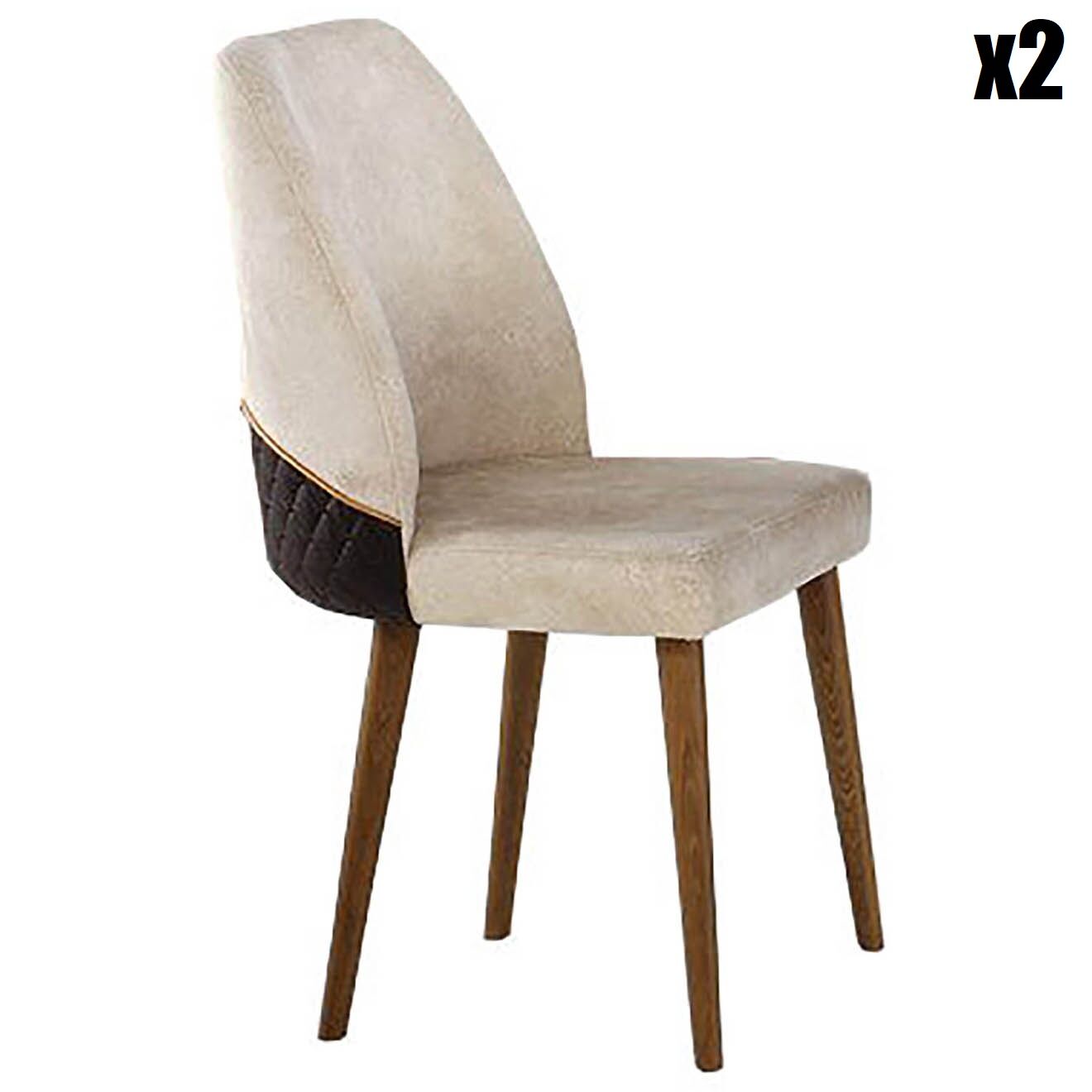 Wooden Art 2 Chaises Nova 761 crème/noyer - 50x90x49 cm