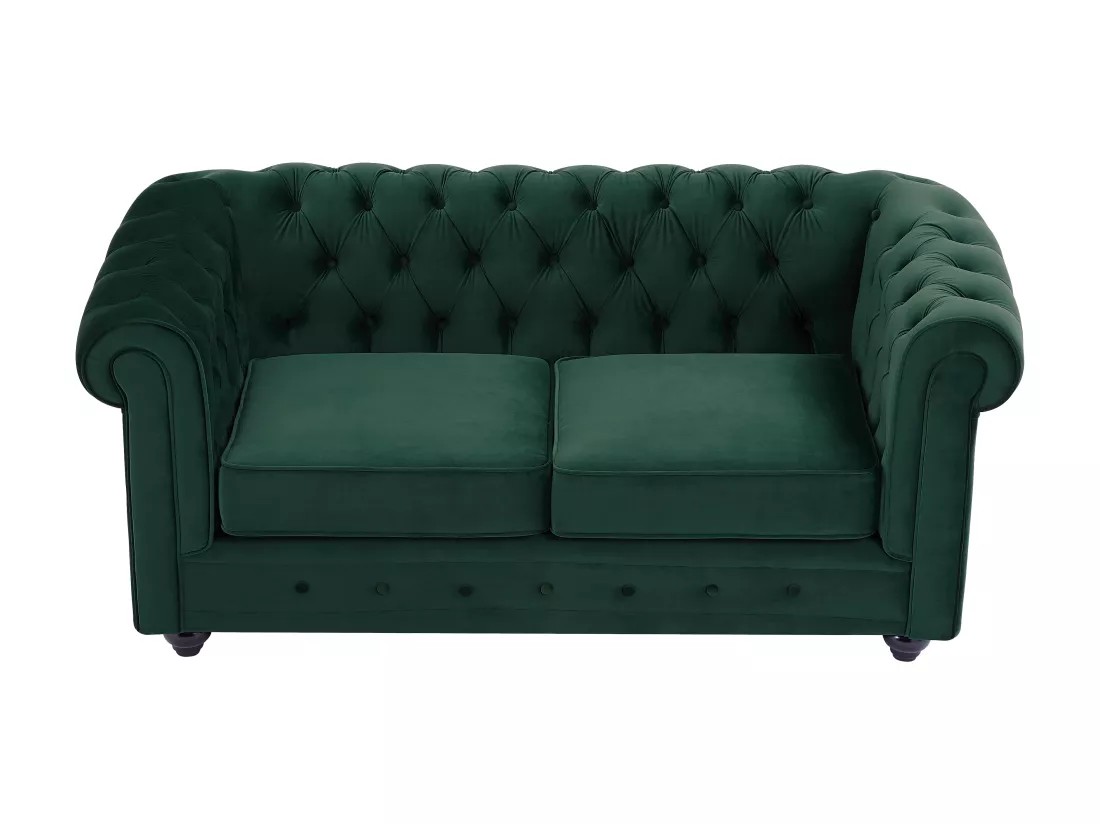 Canapé 2 places en velours vert CHESTERFIELD