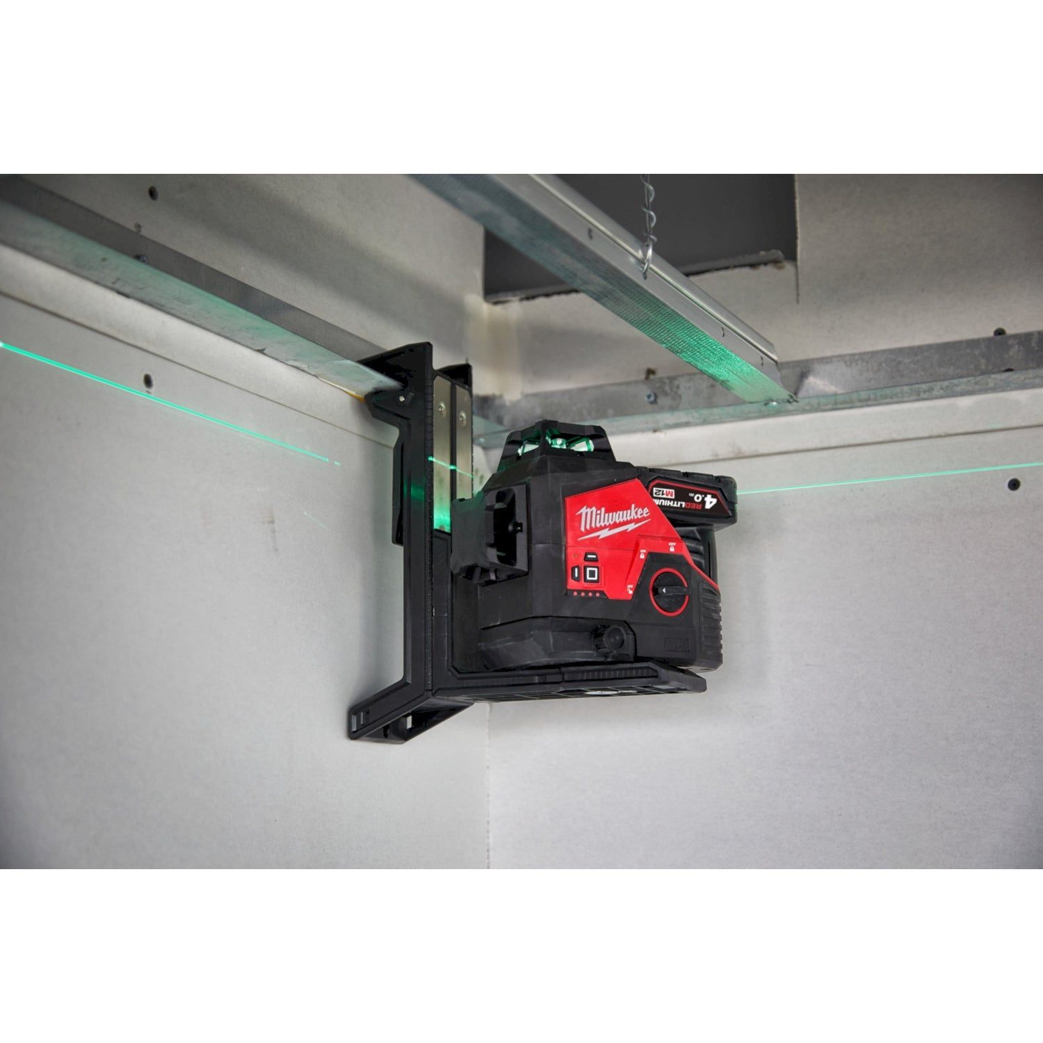 Milwaukee M12 3PLKIT-401P Accu kruislijnlaser 3x360° groen   laserdetector   statief 12V 4.0Ah in koffer - 4933478960