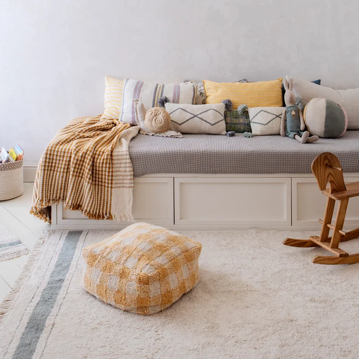 Lorena Canals - Vichy Pouf, 40 x 40 cm, honey