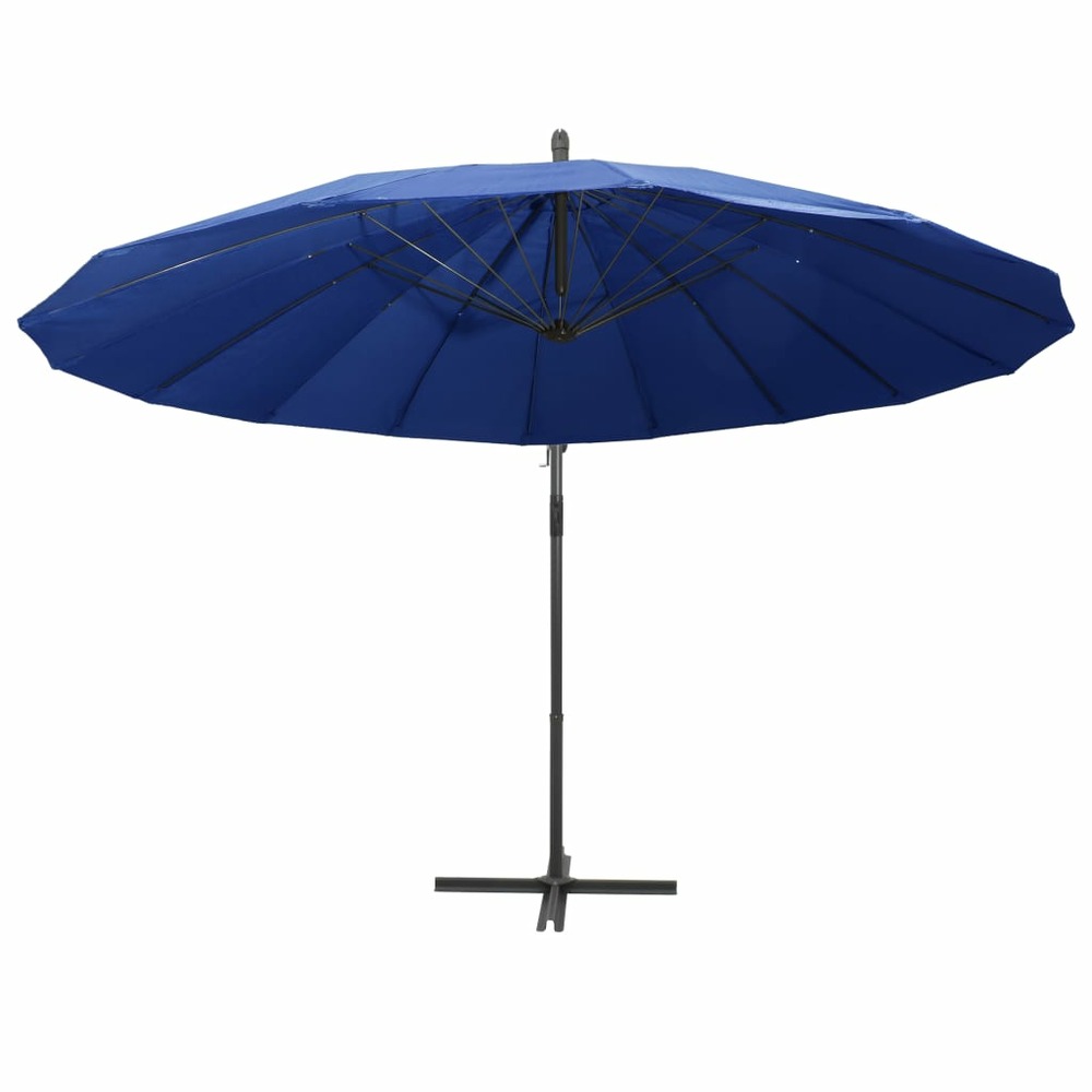 Parasol suspendu 3 m mât en aluminium bleu