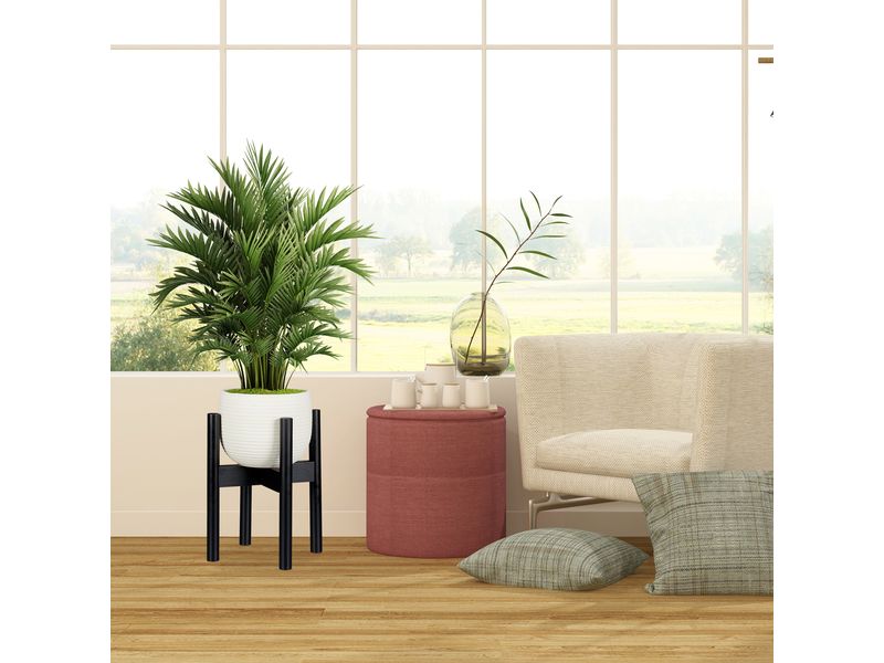 relaxdays Pflanzenständer verstellbar 35.5 cm, Schwarz Blumentopf mit Ständer