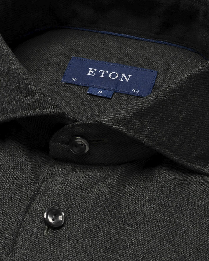 ETON Slim Fit Dark Green Flannel Shirt Grøn