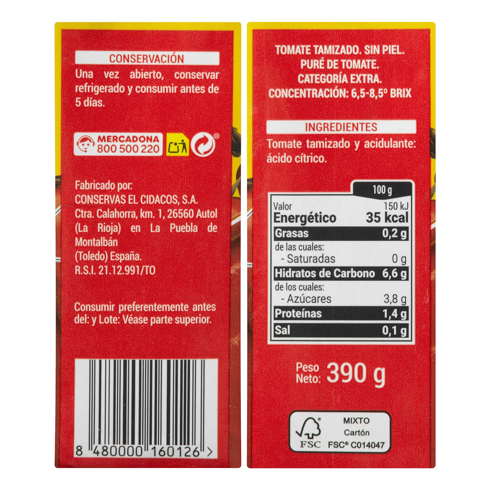 Tomate tamisée sans peau Hacendado