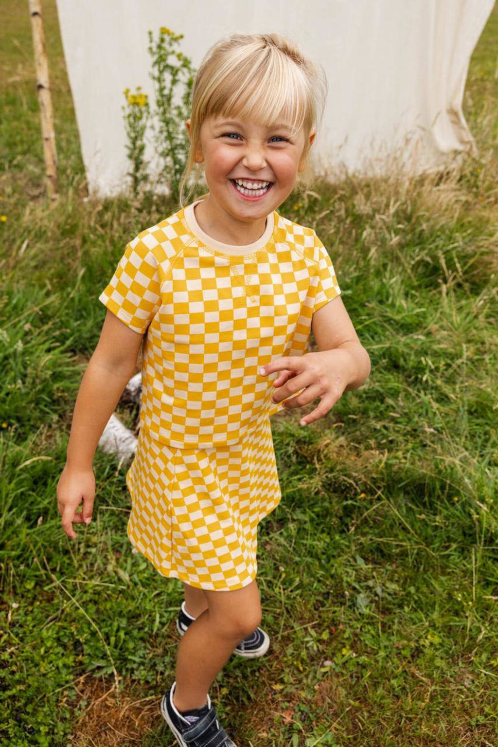 LOOXS geruitetop geel/oranje