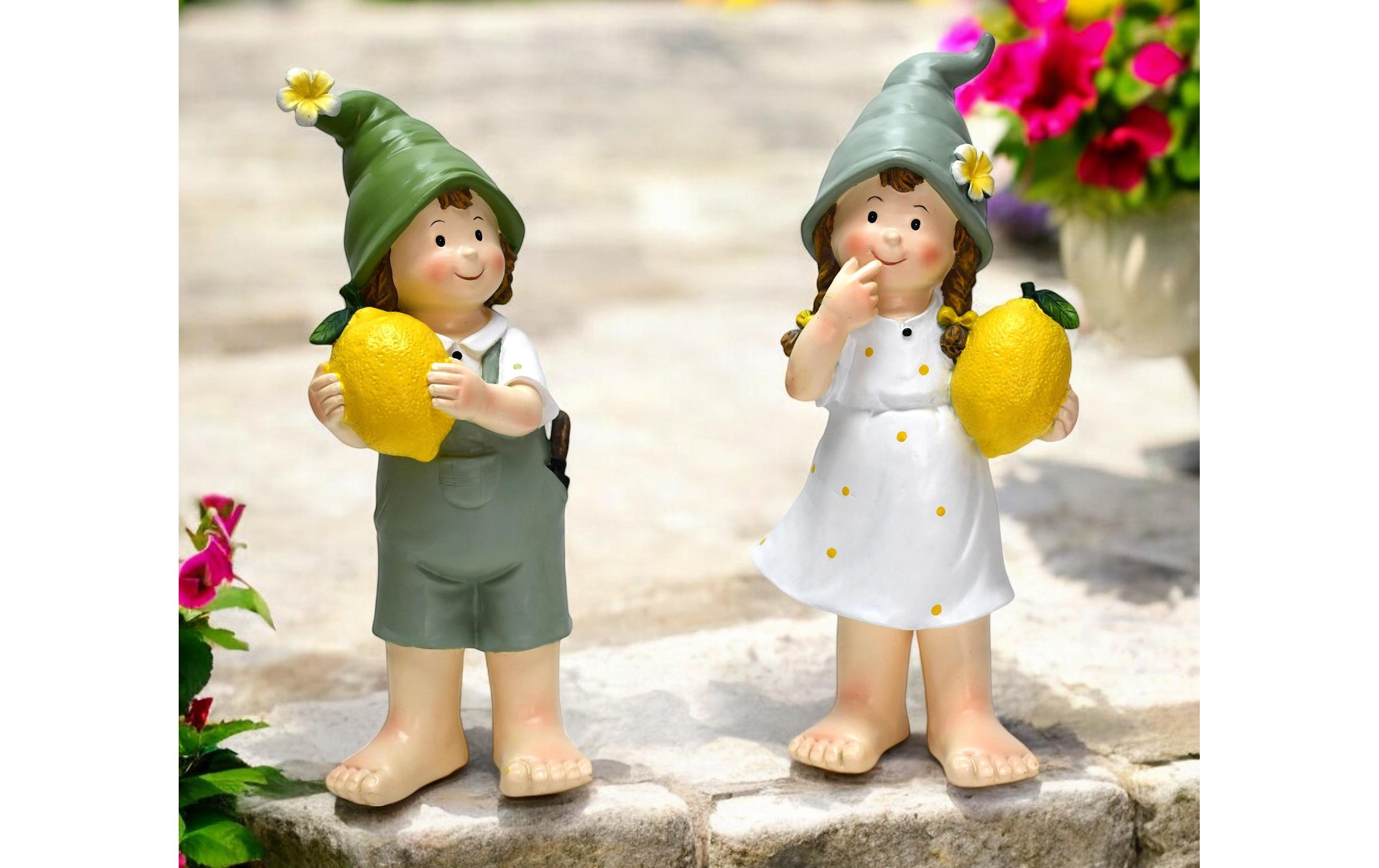 Dekofigur Kinder mit Zitrone 2er SetGartendekoration
