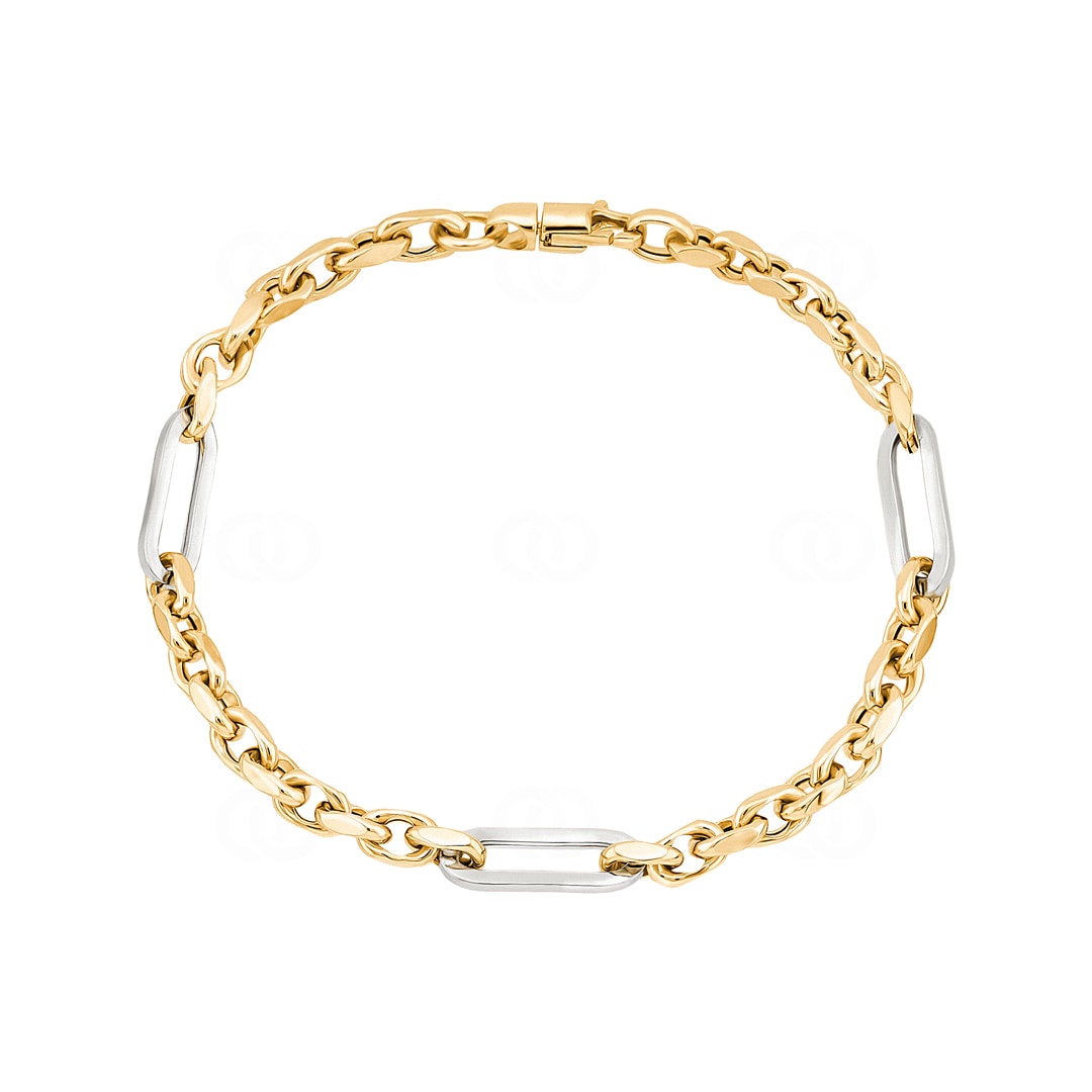 5.5mm Fantasiearmband 750/18 K Gelb-/ Weissgold halbmassiv