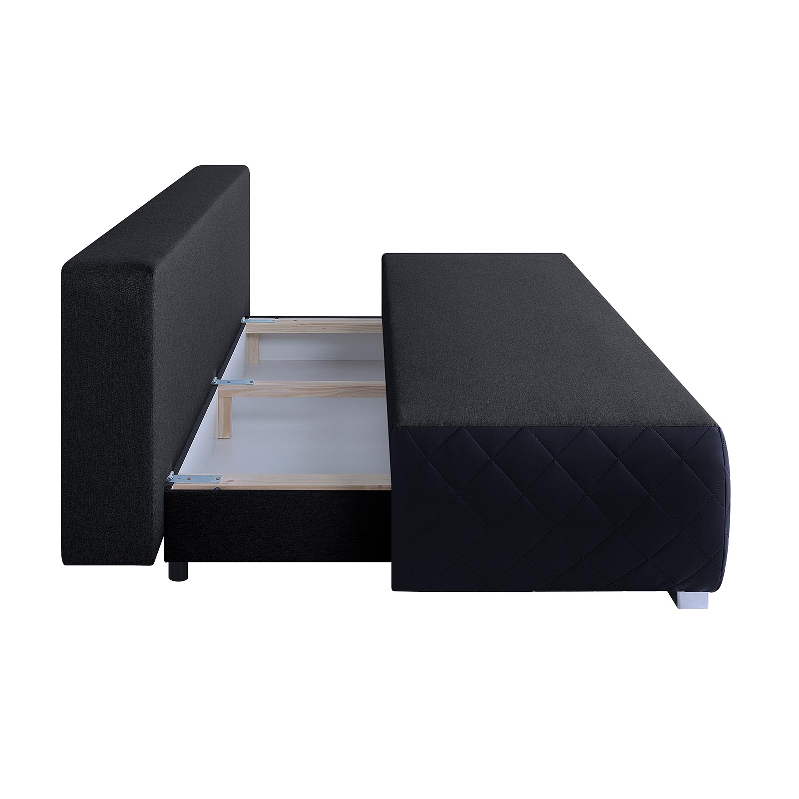 Boxspringsofa - schwarz-anthrazit - Karosteppung - Dauerschläfer