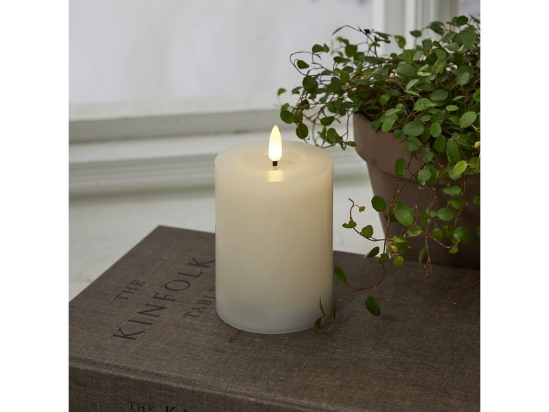 Star Trading LED-Kerze Flamme Flow, Ø 7.5 x 12.5 cm, Weiss Künstliche Kerze mit beweglicher Flamme