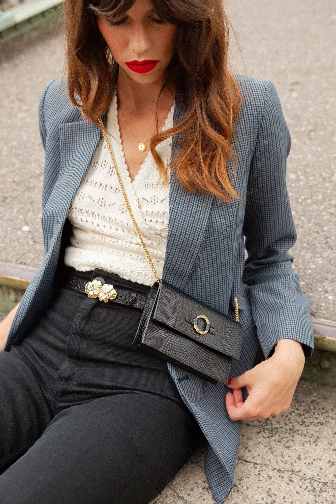 Ceinture en cuir croco Adèle Fauvette