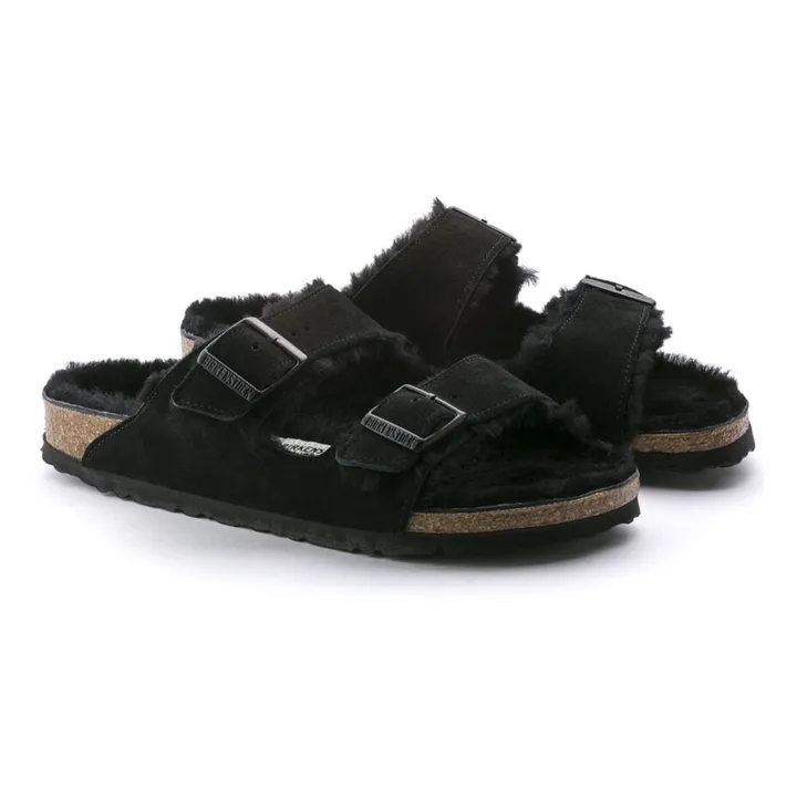 BIRKENSTOCK Sandales Arizona Shearling - Collection Adulte  | Noir