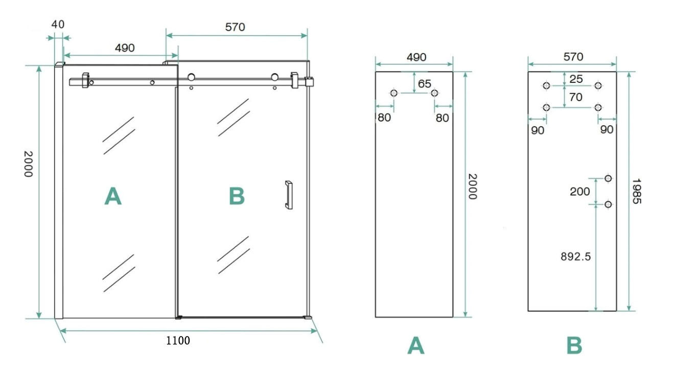 Saniclear Supreme douchedeur 100-110cm verouderd ijzer - gunmetal