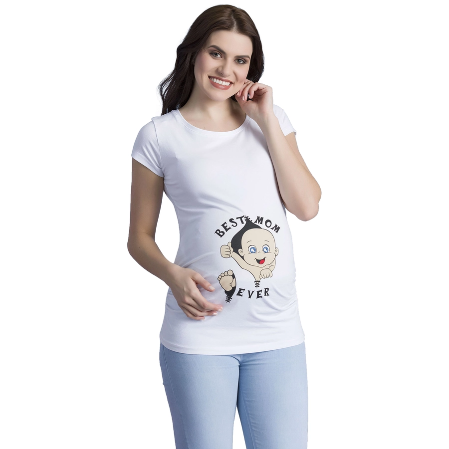 M.M.C. Umstandsshirt Best Mom Ever mit Motiv Weiß