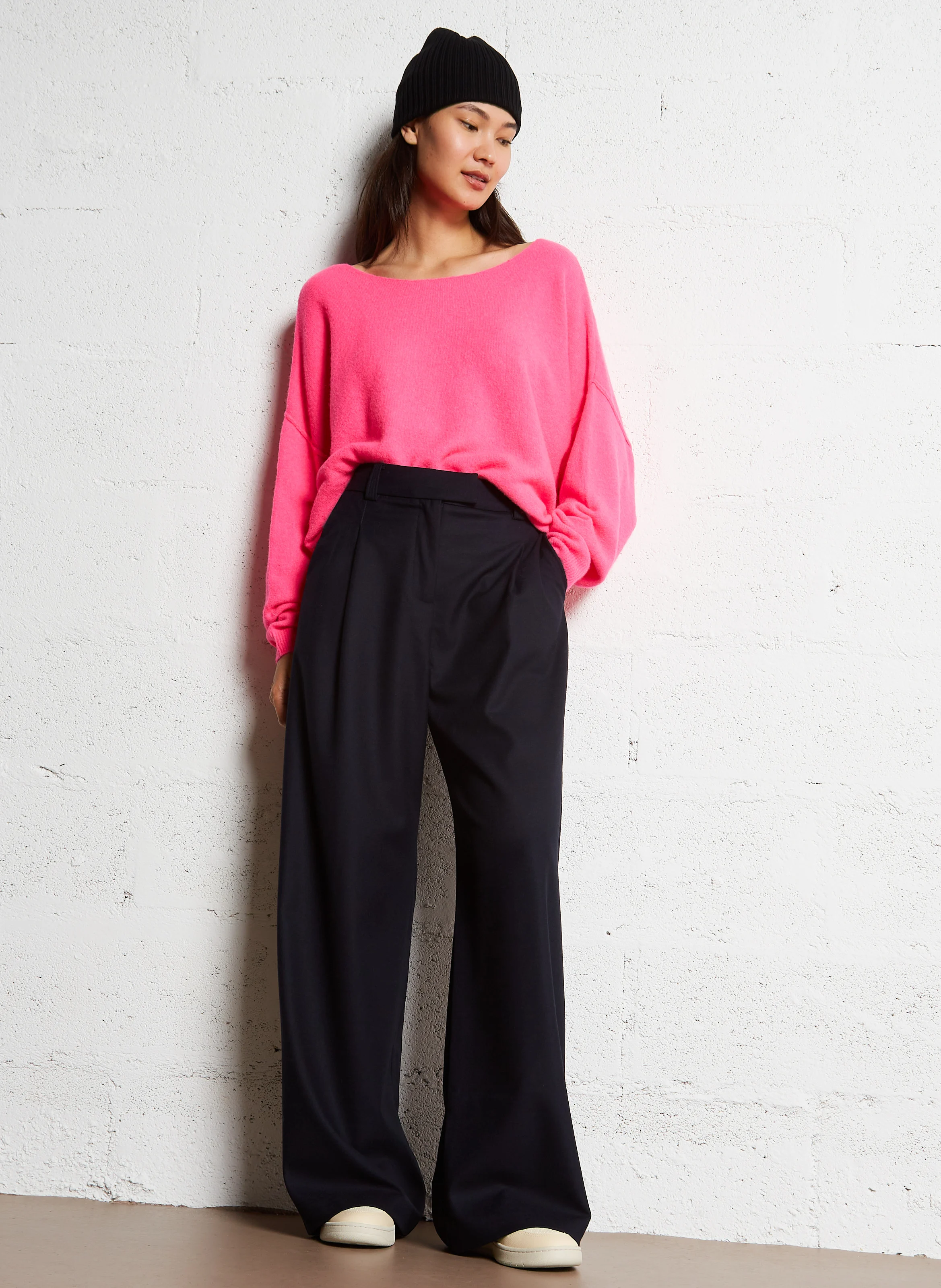 DAMSVILLE - Pull col bateau en laine mélangée | Rose