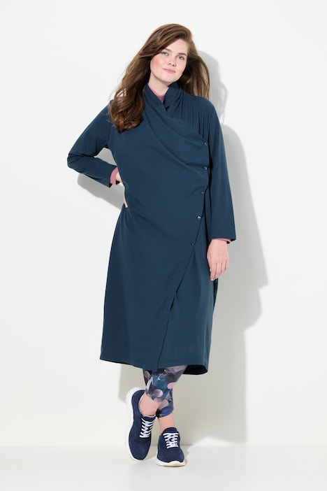 Longbluse, Wickeloptik, Kelchkragen, Langarm