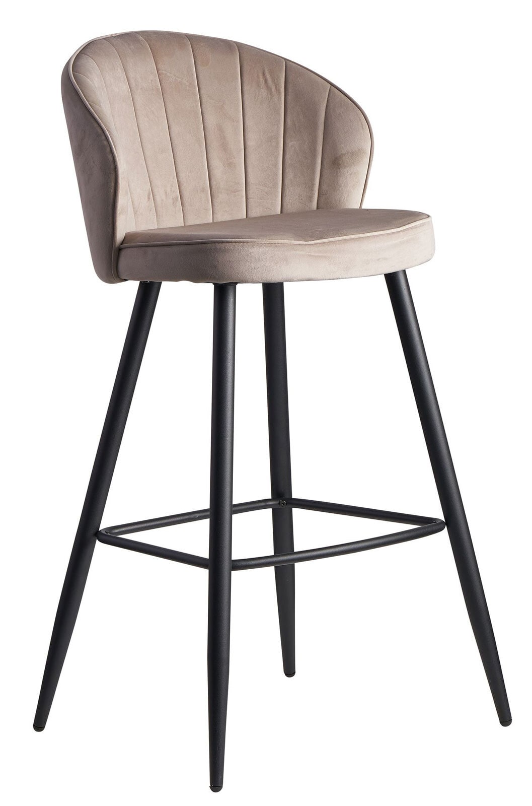 Barhocker mit Rückenlehne schwarz/ beige Samt