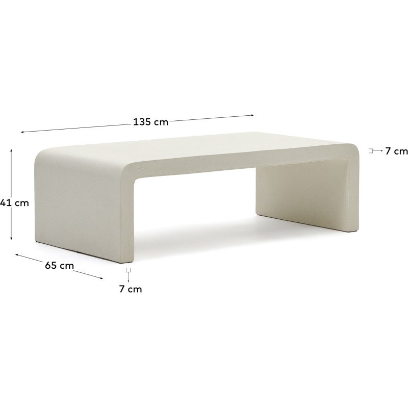 Table basse Aiguablava en ciment blanc 135 x 65 cm