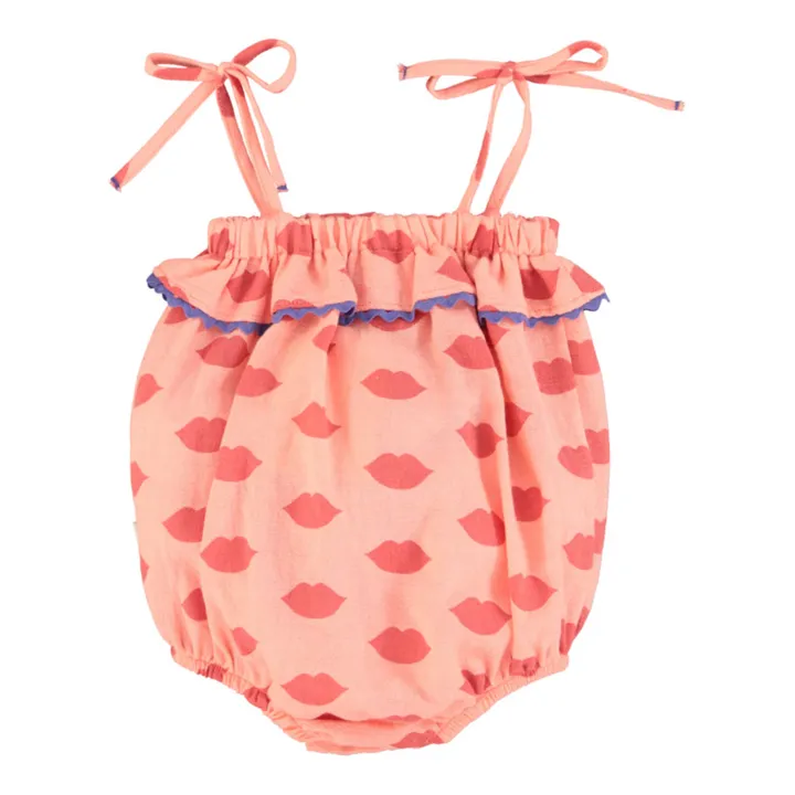 Piupiuchick Barboteuse Lips Gaze de Coton Bio | Rose pêche