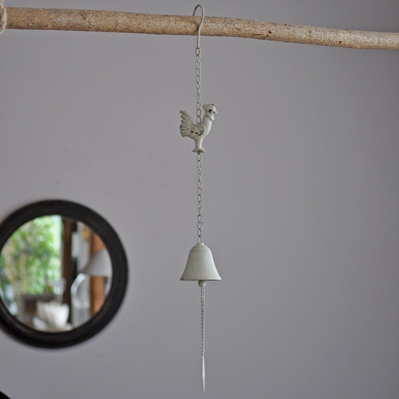 Clochette coq fer blanc 10x65cm