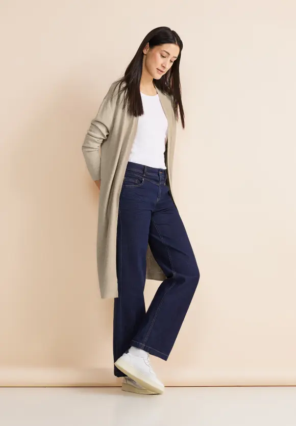 Langer Strick Cardigan - spring sand melange