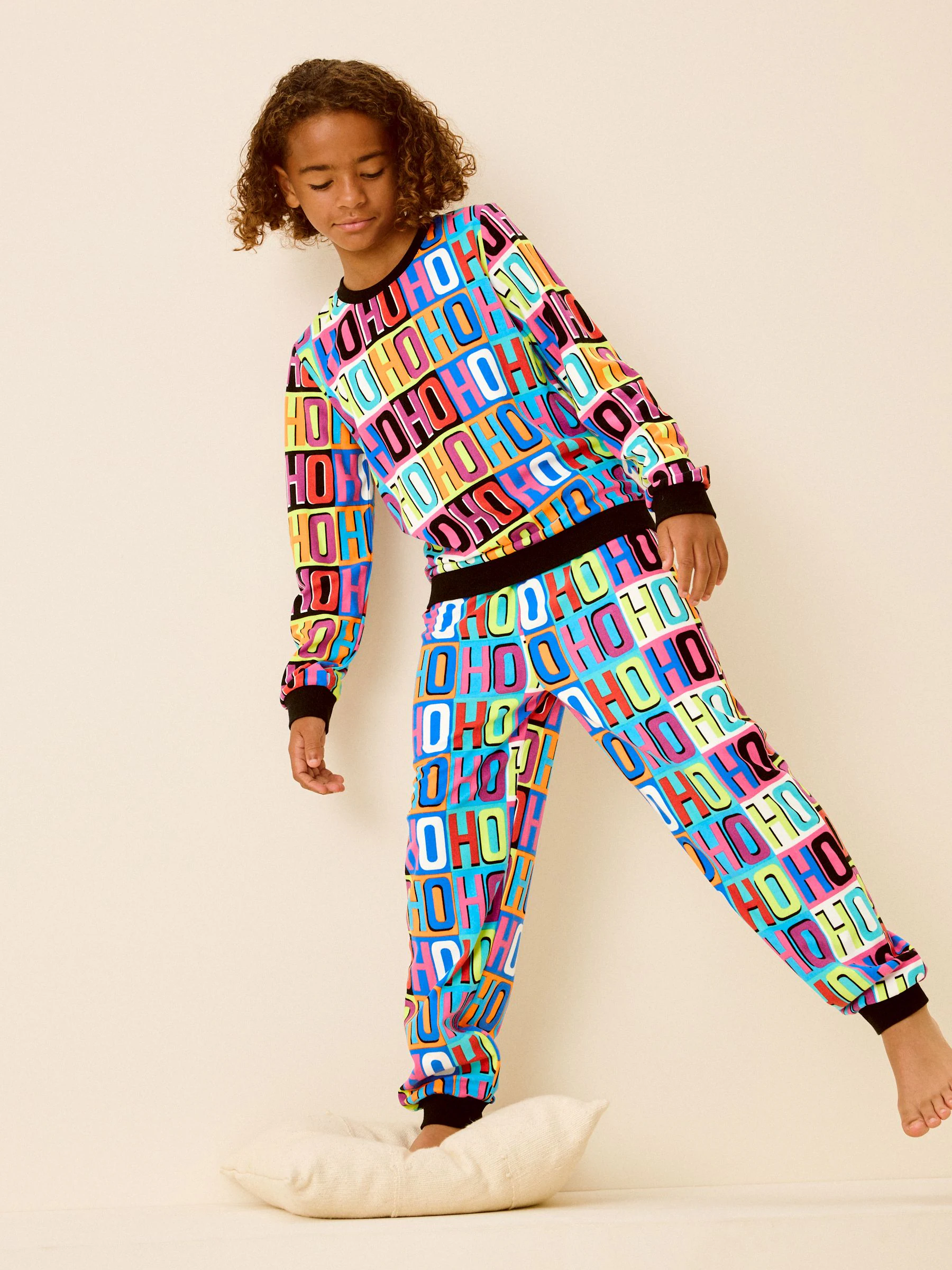 Meerkleurig - Zachte kerstpyjama van fleece met elastaan (9mnd -16jr)