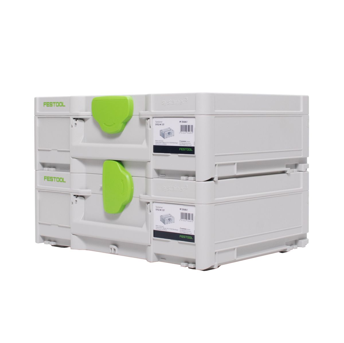 Festool Systainer Set 2x SYS3 M 137 ( 2x 204841 ) 10,4 Liter 396x296x137mm Aansluitbare Gereedschapskoffer