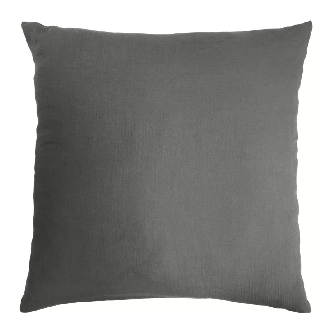 Taie d'oreiller carrée gaze de coton (80 x 80 cm) Gaïa Gris granit