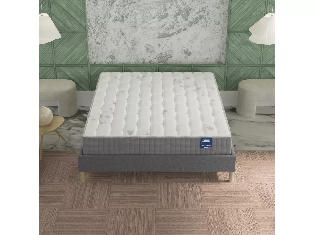 Ensemble matelas ressorts + sommier 120x190 cm ép. 25 cm à mémoire de forme