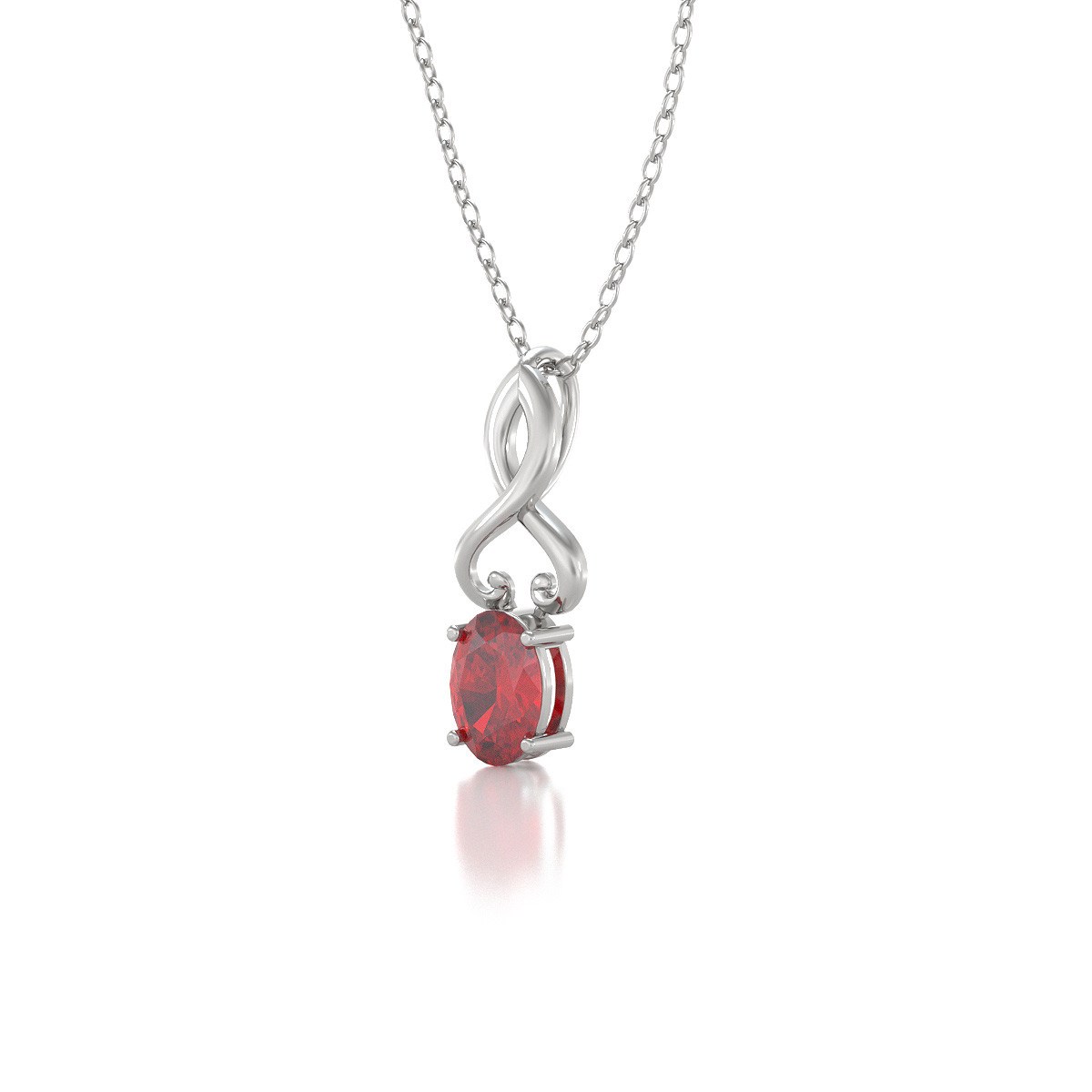 Collier Pendentif Or Blanc Rubis - Fête des Mères Élégante et Raffinée | Aden