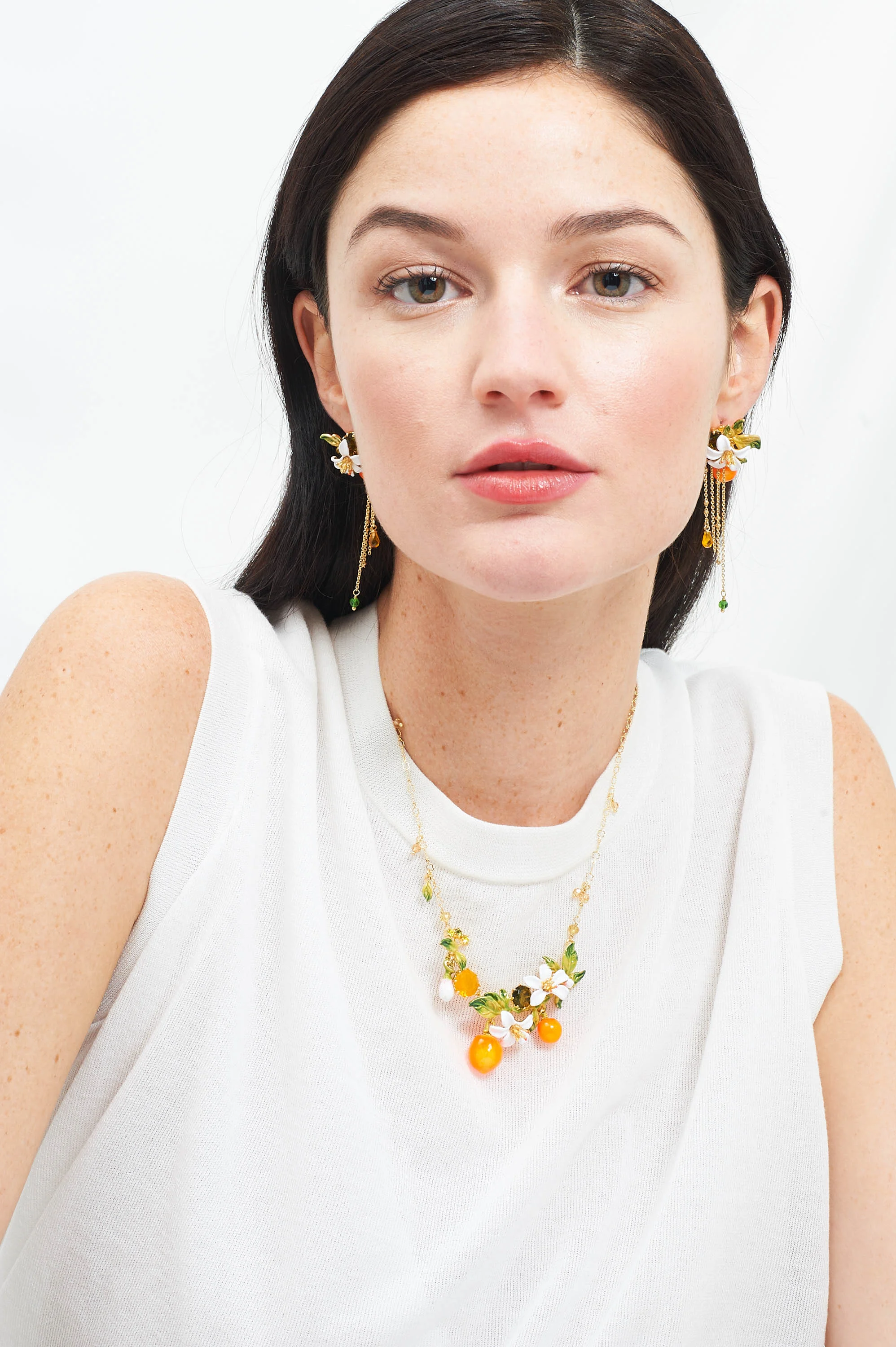 Collier plastron fleurs d'oranger et oranges | Orange