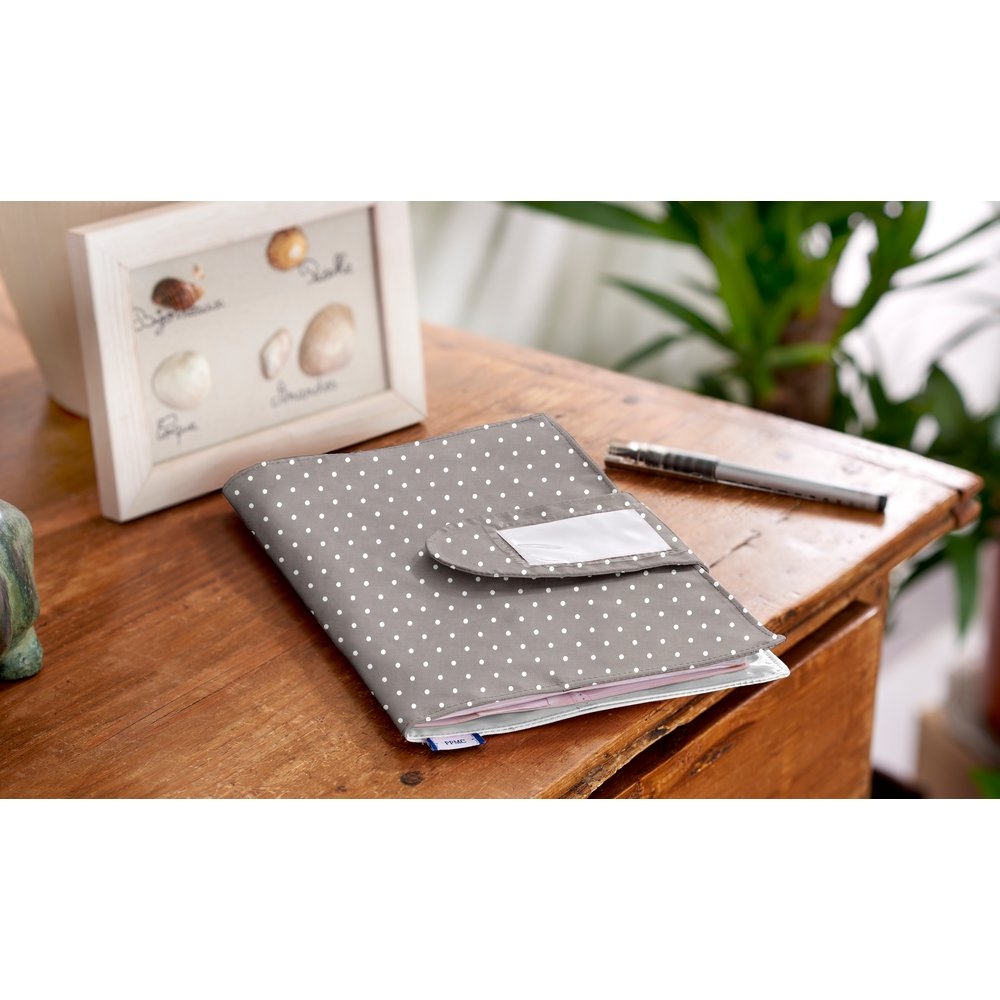 Protège Carnet De Santé Pois Gris Clair