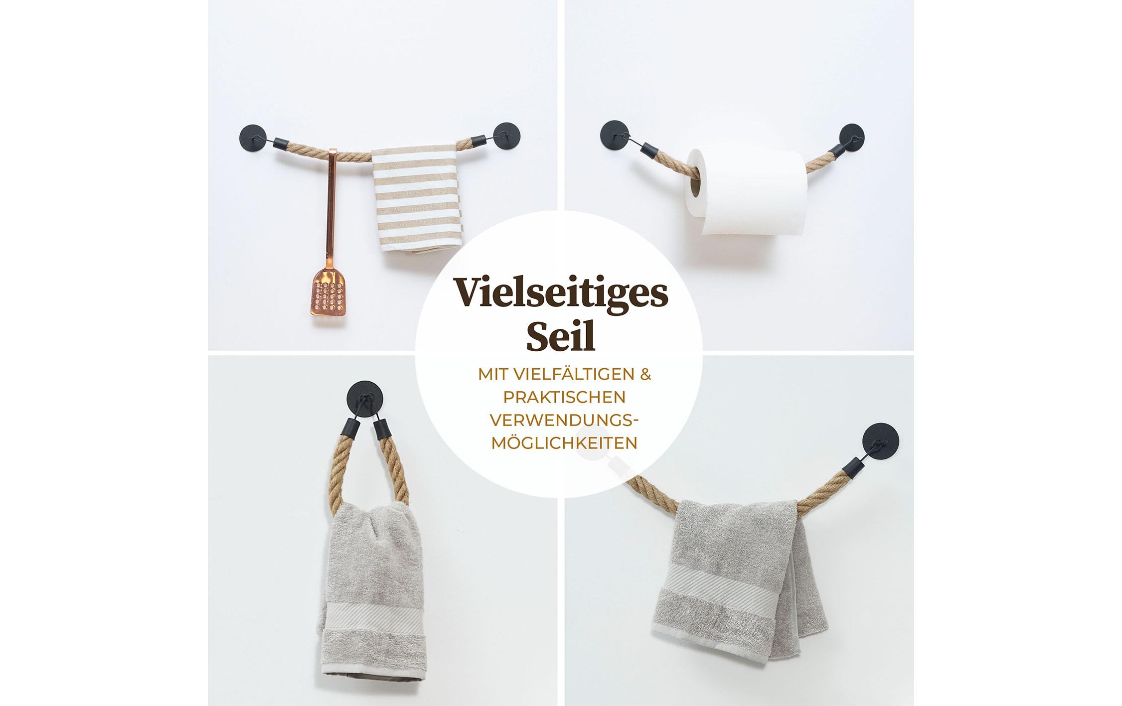 Handtuchhalter Anton 53 cm, Braun/SchwarzSeil-Handtuchhalter