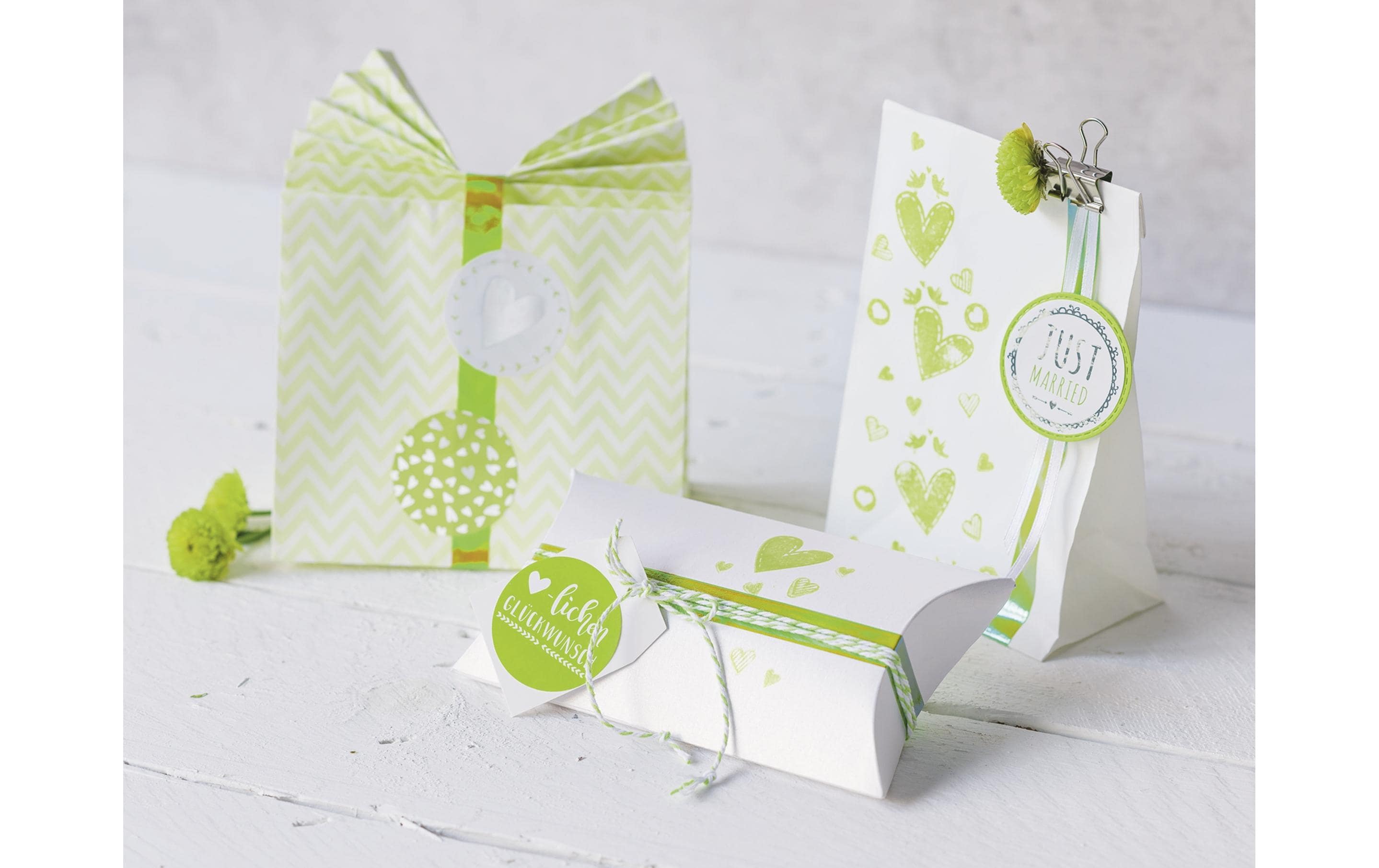 Geschenktüte 12 Stück GrünPapierbeutel Set